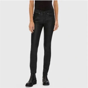 Eileen Fisher Waxed Organic Cotton Stretch Denim Pant in black